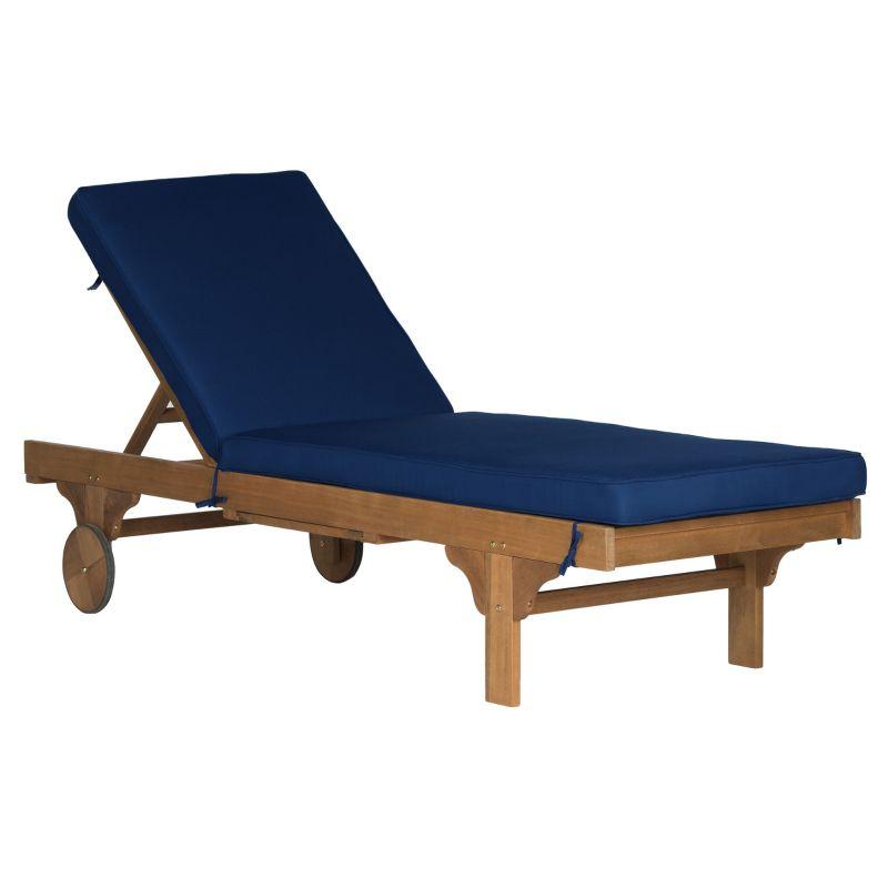 Newport Lounge Chair - Outdoor - PAT7022 - Natural/Navy -Safavieh
