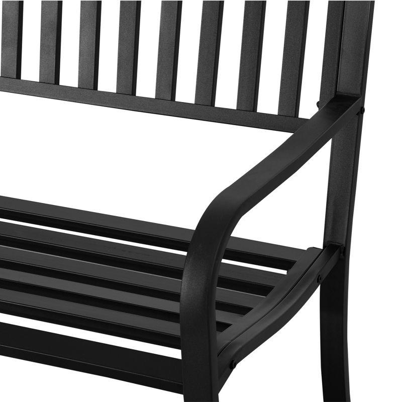 Outsunny 50" Garden Park Bench, Slatted Steel Outdoor Decorative Loveseat for Patio Lawn