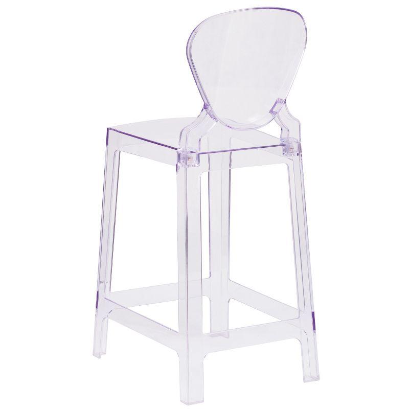 Flash Furniture Ghost Counter Stool with Tear Back in Transparent Crystal