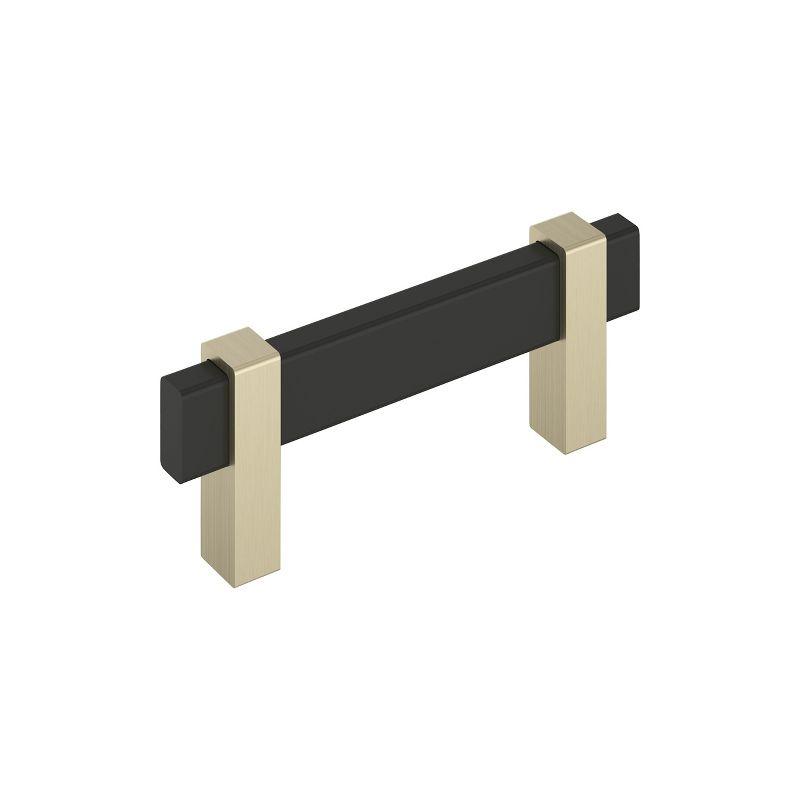 Matte Black and Golden Champagne 3" Modern Bar Pull