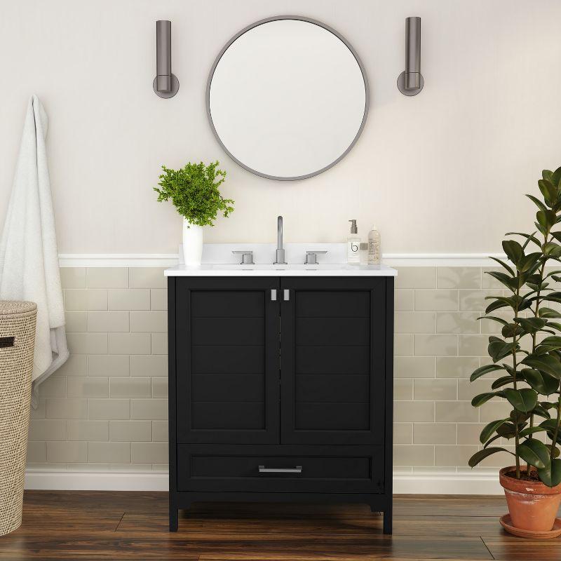 Flash Furniture 30 Inch Bathroom Vanity with Undermount Sink, Cabinet, and Drawer in Black