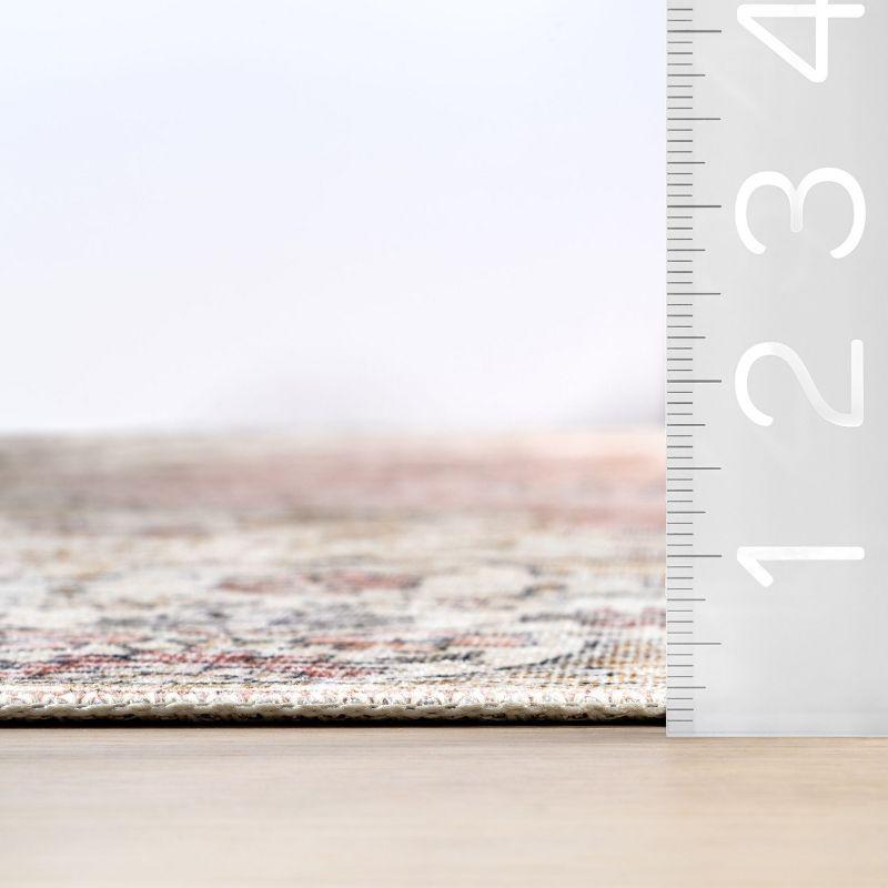 Nuloom Teja SplashGuard Persian Medallion Machine Washable Area Rug, 4' x 6', Teja Peach