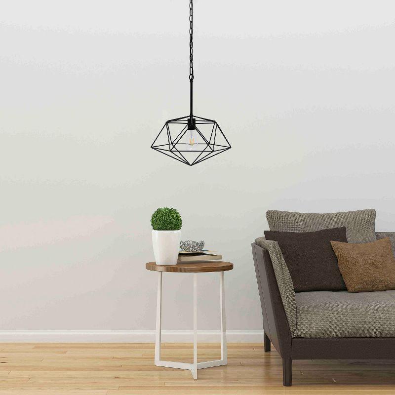 Black Geometric Metal Wire Ceiling Pendant Light