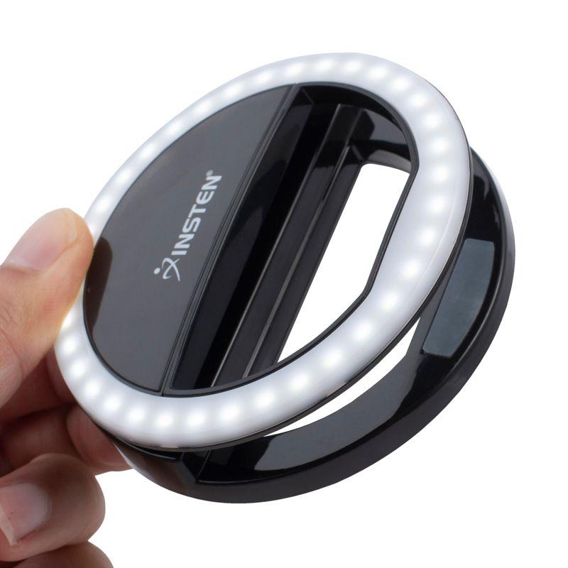 Insten 3" Mini LED Selfie Ring Light with Clip for Laptop Tablet Cell Phone Video, Dimmable, 36 Beads, Battery Powered, Black