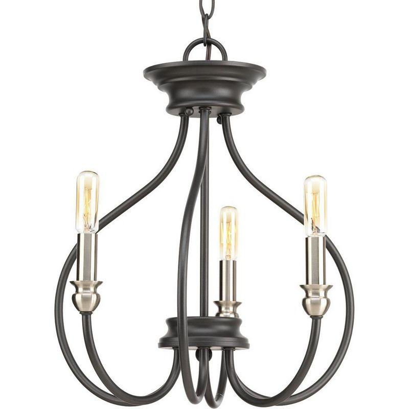 Graphite and Nickel 3-Light Semi-Flush Mount Chandelier