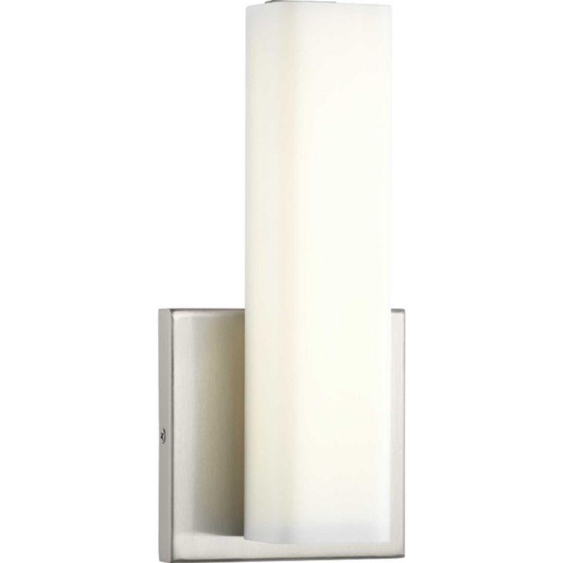 Progress Lighting, Beam Collection, 1-Light LED Wall Bracket, Brushed Nickel, Opal Glass Shade