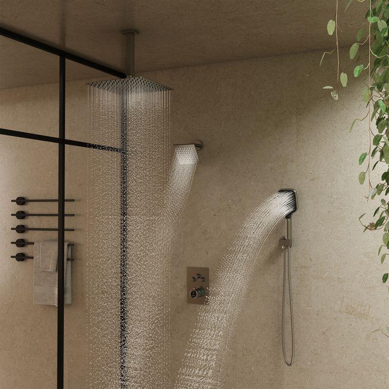 Rainfall Symphony 12inch 3-Function Dual Shower Head Thermostatic Shower System with 3 Sprays Handheld