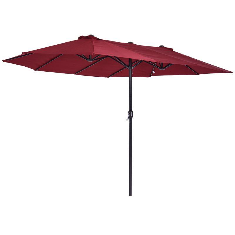 Outsunny 15ft Patio Umbrella Double-Sided Outdoor Market Extra Large Umbrella with Crank Handle for Deck, Lawn, Backyard and Pool