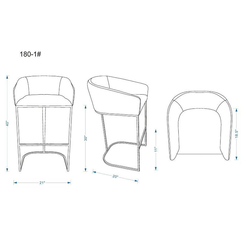 Louvre Upholstered Stainless Steel Barstool Cream - Manhattan Comfort: Gold Base, Faux Leather, No Assembly Required