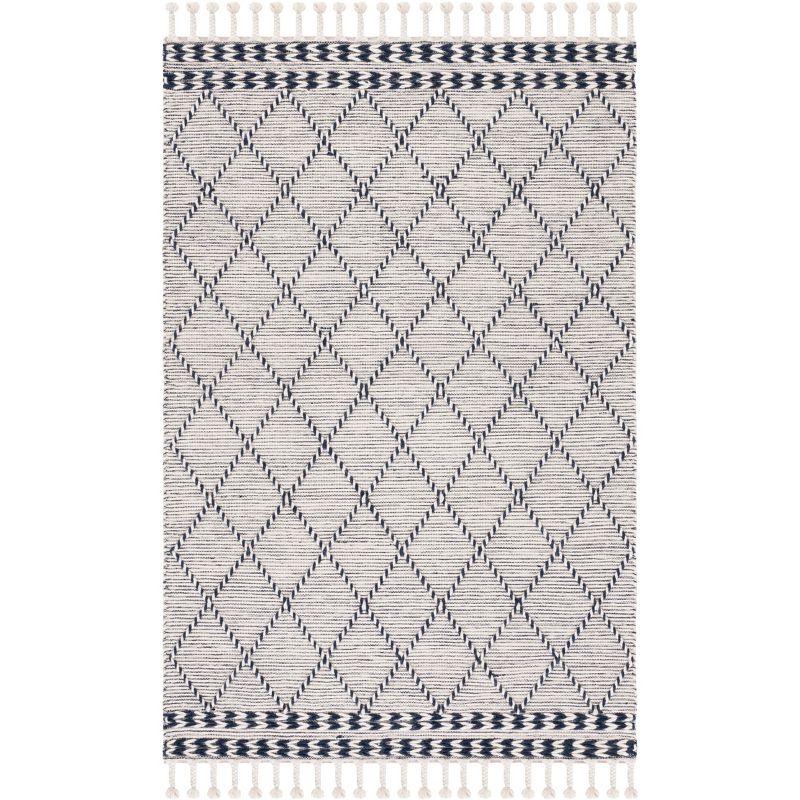 Ivory Wool Hand-knotted Trellis Area Rug, 8' x 10'