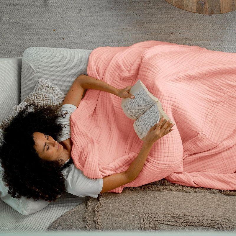 Muslin Blanket for Adults, Extra Large Throw 50" x 60" By Comfy Cubs - Lace Pink