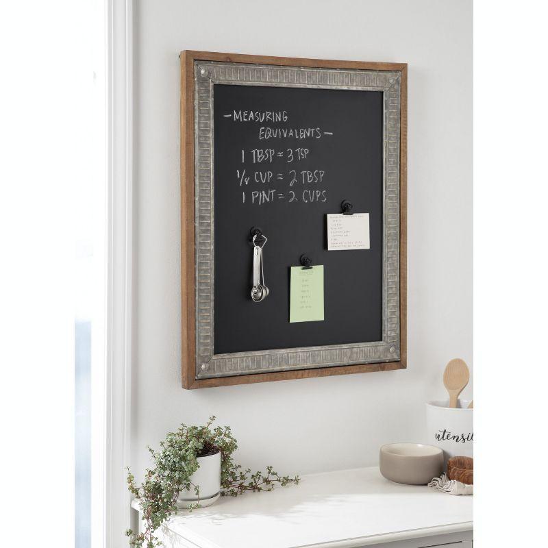 Rustic Brown Wood and Metal Framed Magnetic Chalkboard, 24x30