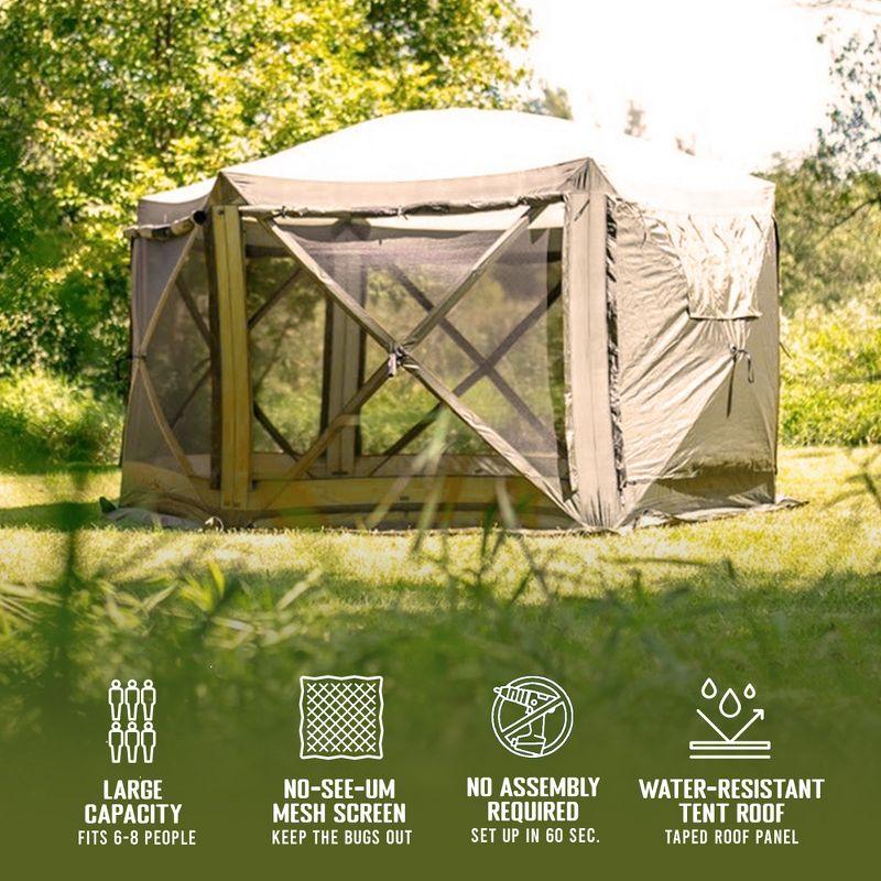 CLAM Quick-Set Pavilion Portable Pop-Up Outdoor Camping Gazebo Screen Tent Sided Canopy Shelter with Ground Stakes & Carry Bag