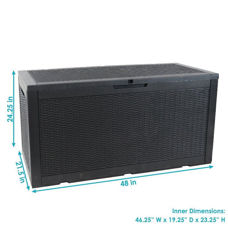 Sunnydaze Outdoor Deck and Patio Storage Box with Rattan Design - 100 Gal. - Phantom Gray