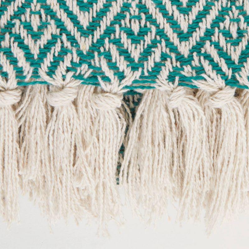 Aqua Diamond Cotton Throw Blanket 50"x60" with Fringe Detail