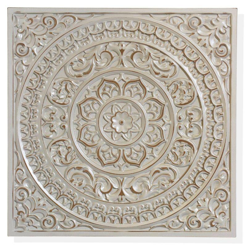 Lara Antique Gray Wooden Mandala Wall Plaque