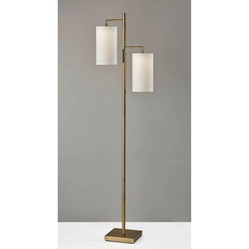 Adesso Matilda Tree Lamp: Dual White Shades, ETL Listed, Touch Sensor, 2700K Warm Light