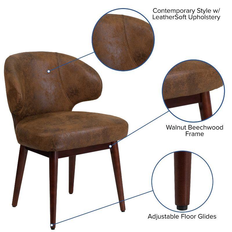 Posh Black LeatherSoft Side Chair with Walnut Legs