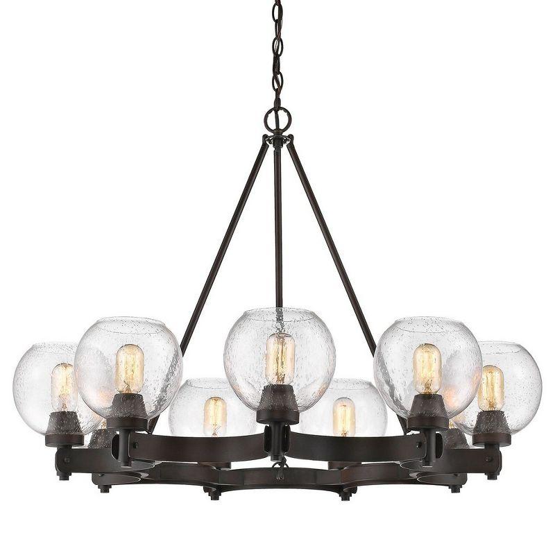 Galveston Rubbed Bronze 9-Light Chandelier with Seeded Glass