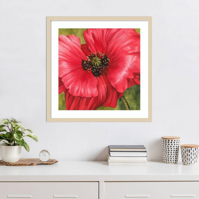 Vivid Poppy II Red and Green Framed Graphic Art Print