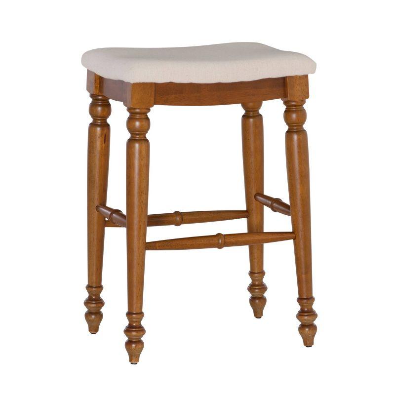 Marino 30" Walnut Backless Wood Bar Stool with Linen Seat