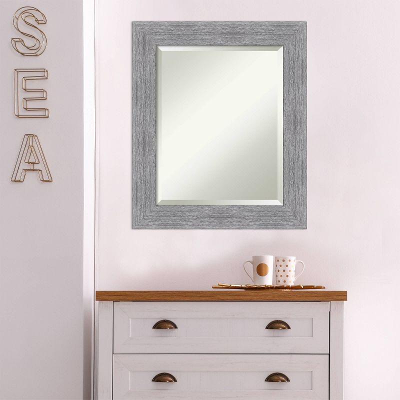 21" x 25" Bark Rustic Framed Wall Mirror Gray - Amanti Art
