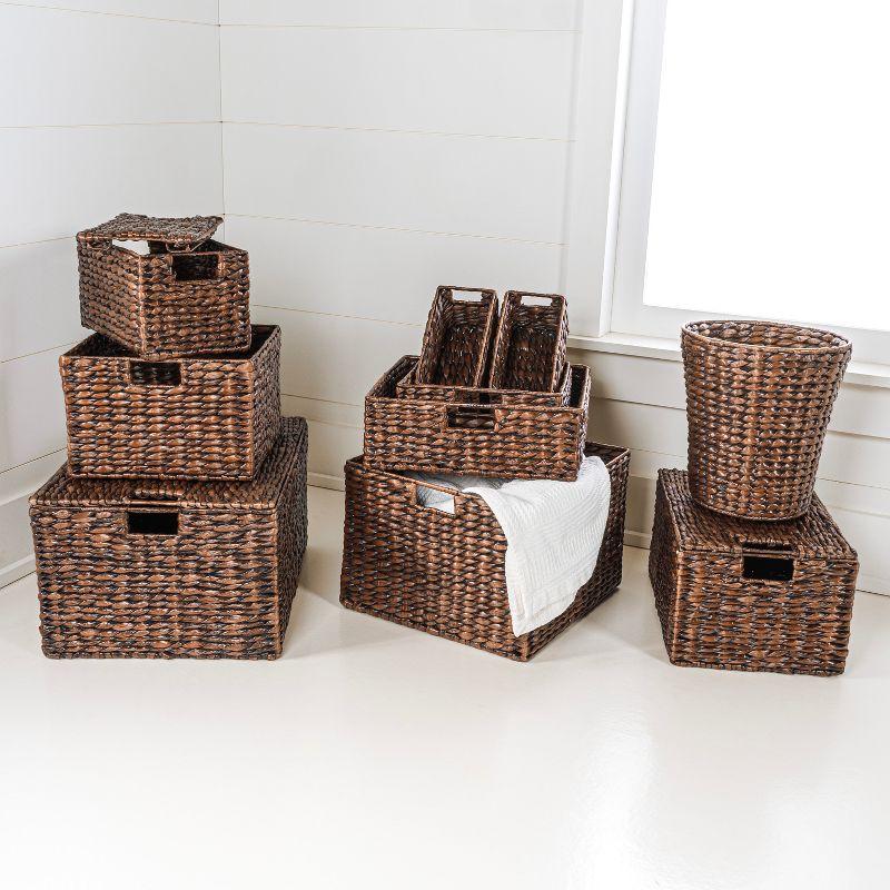 happimess Traditional Assorted Hand-Woven Hyacinth/Iron Baskets (Set of 10)