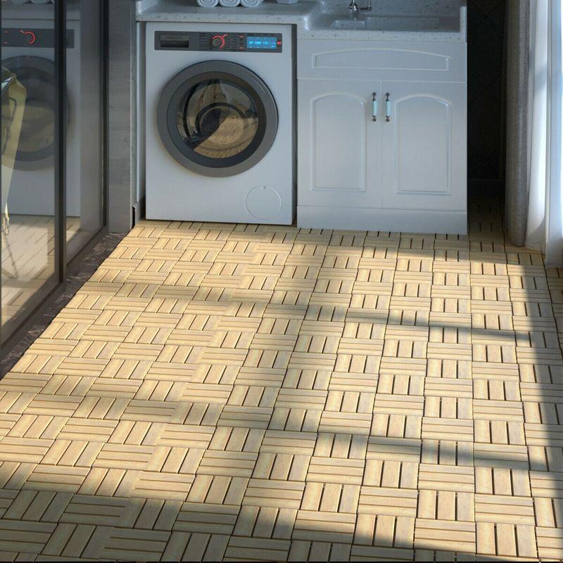 Costway 10PCS 12'' x 12'' Acacia Wood Deck Tiles Interlocking Patio Pavers Check Pattern