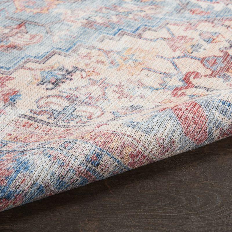 Machine Washable Oriental Blue/Red Area Rug