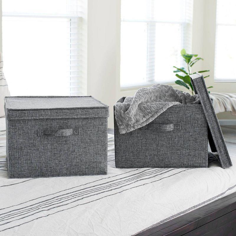 Household Essentials Household Essentials Wide Storage Box Fabric Bin (Set of 2)