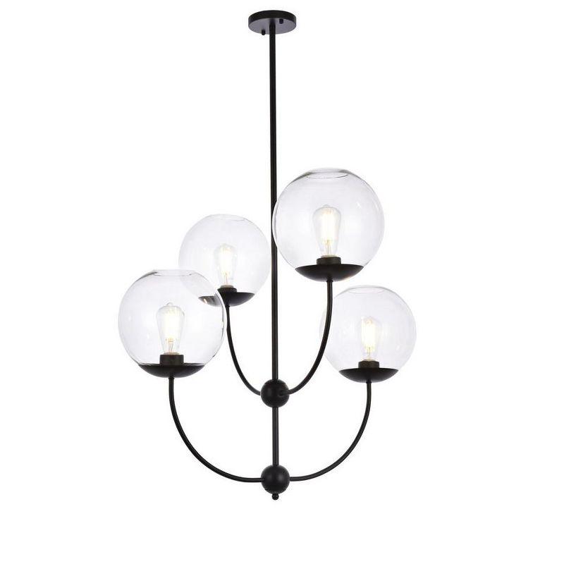 Elegant Lighting Lennon 31.5 inch pendant in black with clear shade