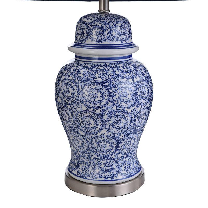 Blue Ivy Ceramic Table Lamp with Dark Blue Hardback Fabric Shade