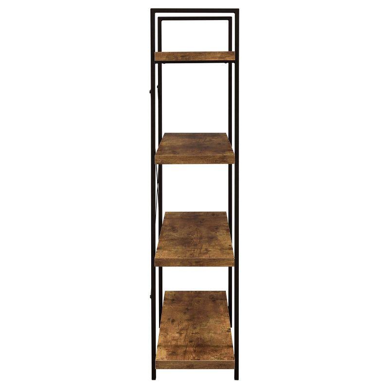 Rustic 55" Brown and Black Transitional 4-Shelf Bookcase