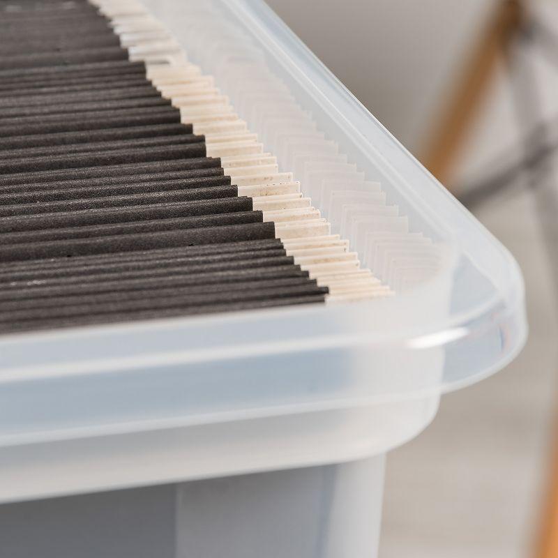 IRIS USA 35 Qt. 4Pack File Box File Organizer Plastic File Box for Letter/Legal File, BPA-Free Plastic Storage Bin Tote Organizer, Clear