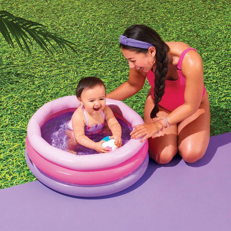 5.91'' x 1.97'' x 7.87'' Mini 3 Ring Pool 11 gal Round Kiddie Pool Pink - Sun Squad™
