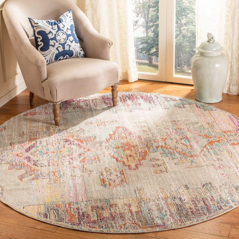 Elysian Distressed Grey 7' Round Synthetic Oriental Rug