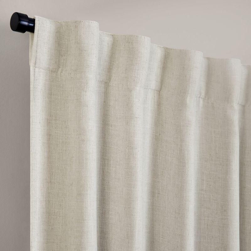 Gray Linen Blend Blackout Pleated Window Curtain Panel