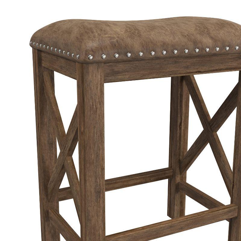 Set of 2 Willow Bend Counter Height Barstool Walnut/Brown- Hillsdale Furniture: Upholstered, Rustic Finish, Wood Frame