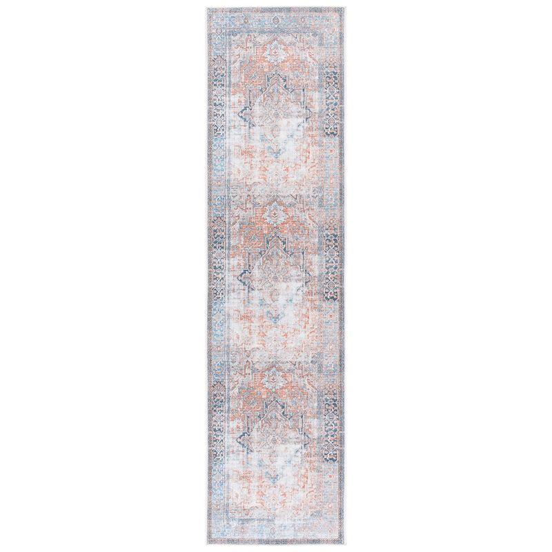 Orlando ORL764 Power Loomed Indoor Runner - Orange / Blue - 2'-2" x 8' - Safavieh