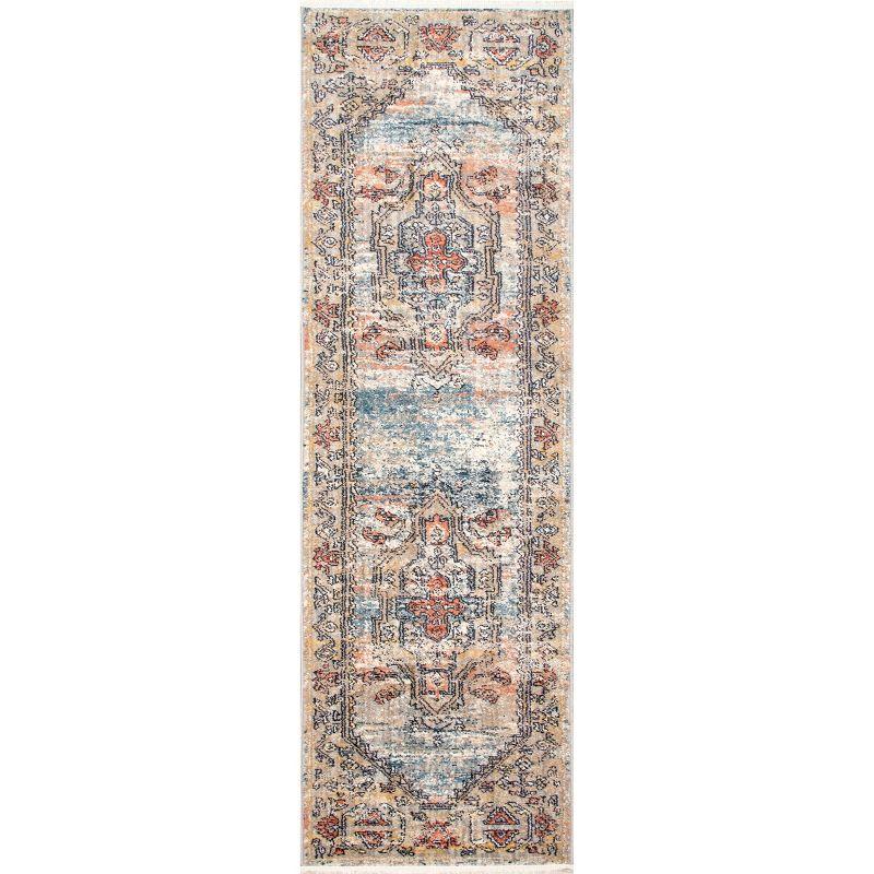 Nuloom Marley Medallion 2x6 Runner Indoor Area Rug for Living Room Bedroom Dining Room Entryway Hallway Kitchen, Beige/Ivory