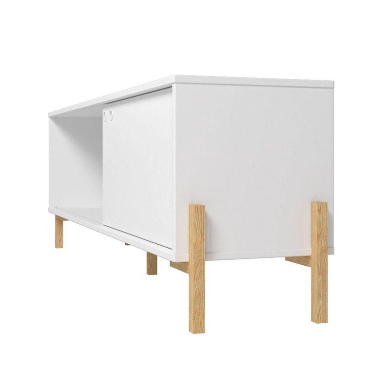 Bowery TV Stand for TVs up to 50" White/Oak - Manhattan Comfort: Media Console with Sliding Door Storage