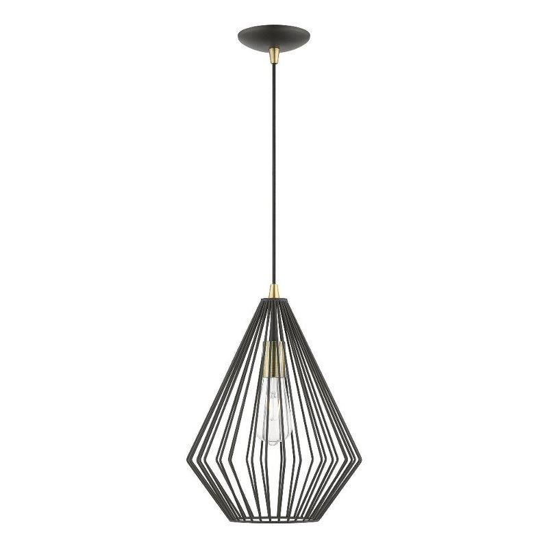 Livex Lighting Linz 1 - Light Pendant in  Textured Black/Antique Brass