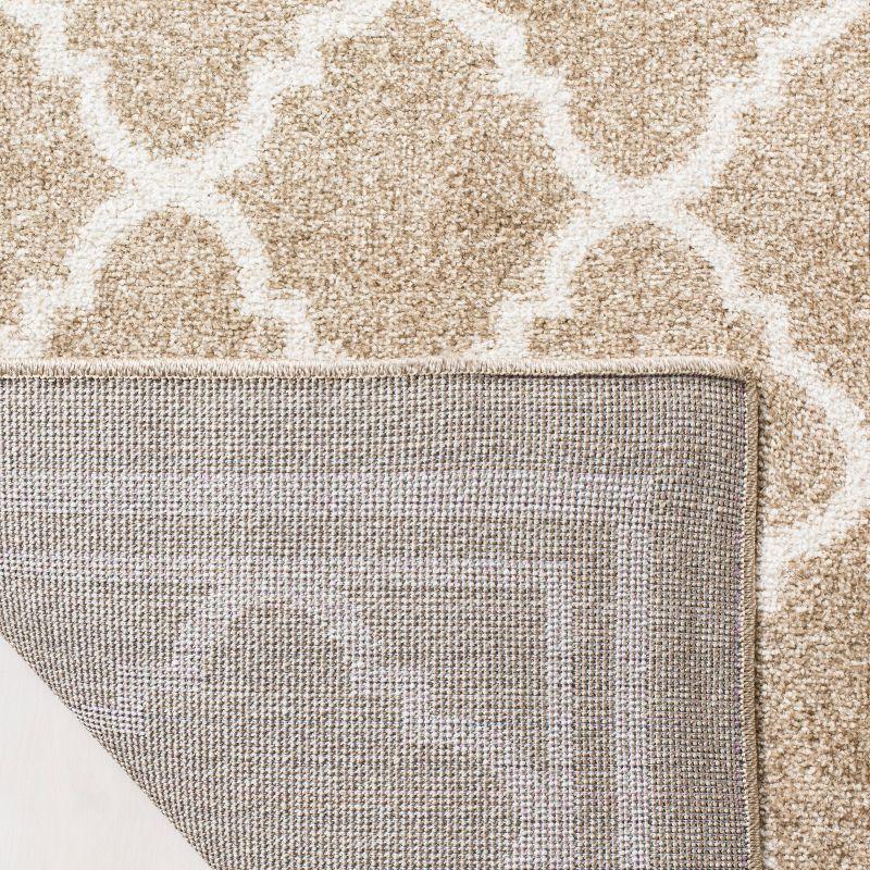 Wheat and Beige Geometric Synthetic Area Rug