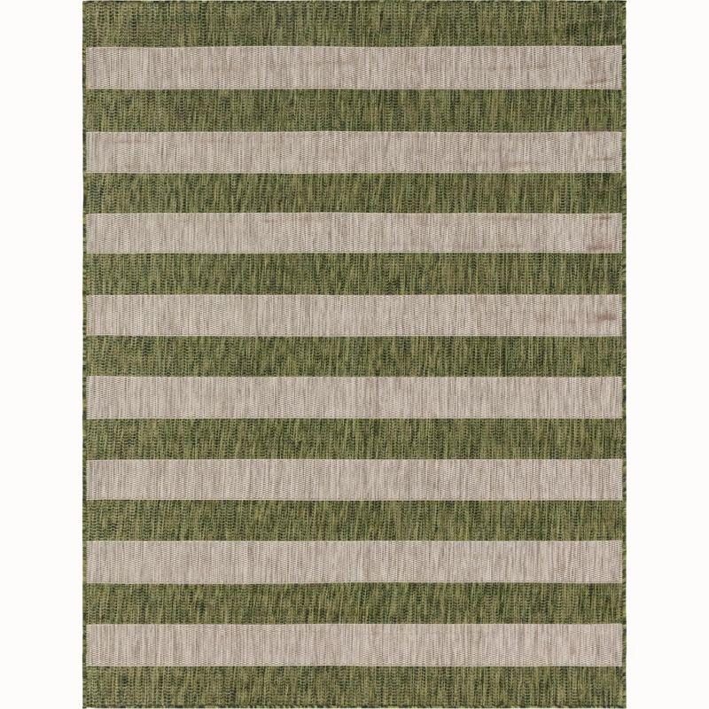 Unique Loom 9' 0 x 12' 2 Rectangle Indoor/Outdoor Striped Green Area Rug