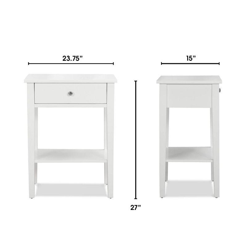 Finch Sloan Side Table White: Modern Accent Table, No Assembly, Pine Top, Wood Legs