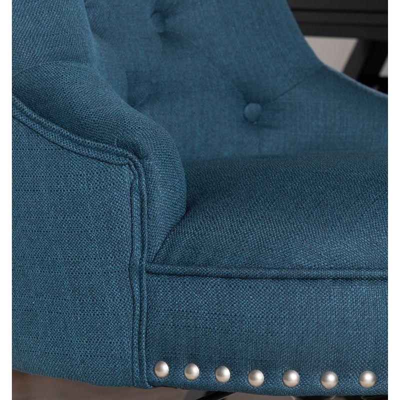 Sinclair Traditional Tufted Wood Base Swivel Azure Office Chair Blue - Linon