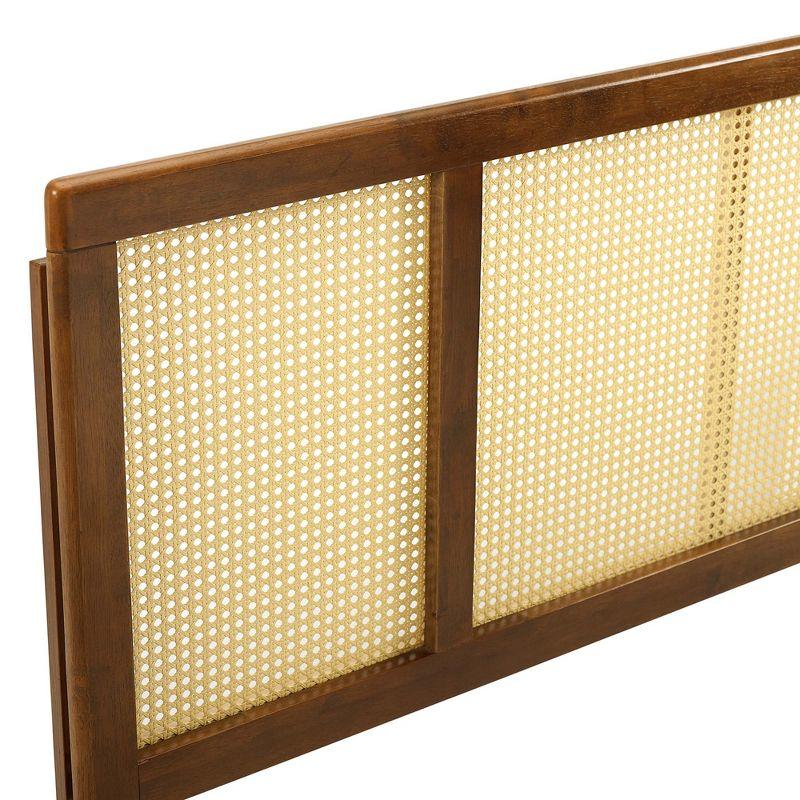 Modway Delmare Cane Headboard – King Size Woven Rattan Accent Panel with Natural Wood Frame and Mid-Century Style