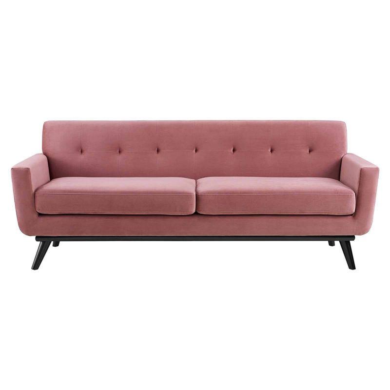 Engage Performance Velvet Sofa Dusty Rose - Modway: Plush Seating, Channel Tufting, Rubberwood Legs
