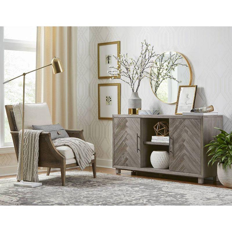 Gray 60" Transitional Wood TV Console with Cabinet