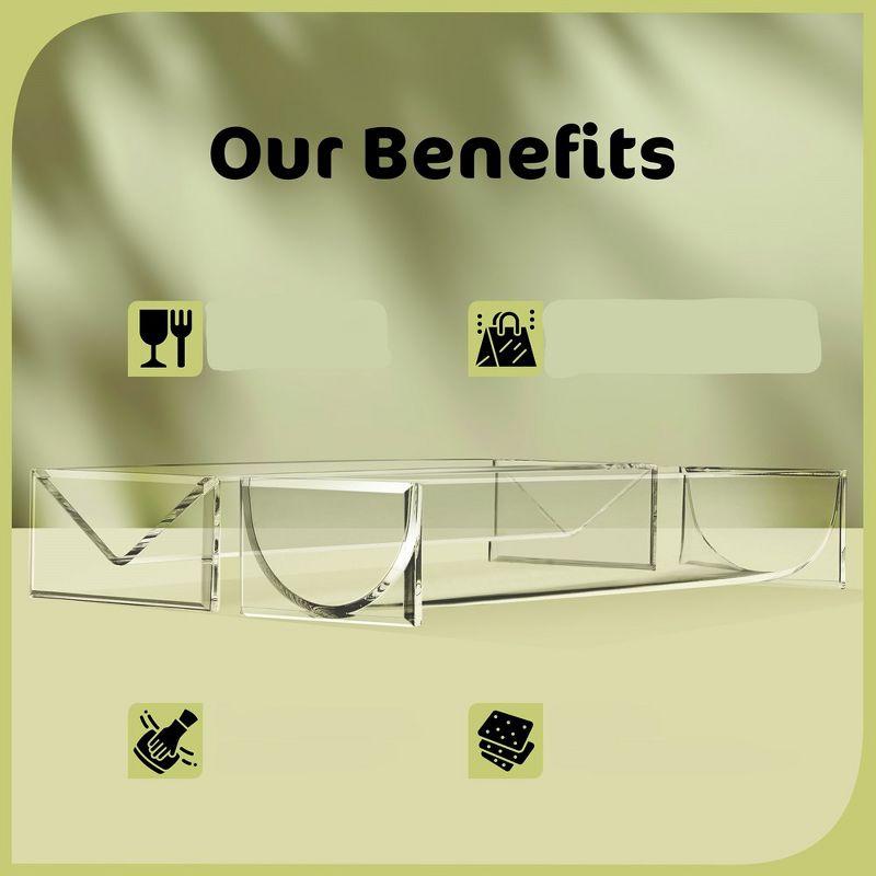 Srenta Clear Cracker Tray for Serving, Set of 2 Rectangular Cracker Holder for Serving Trays, Acrylic Food Display Cracker Serving Stand for Home